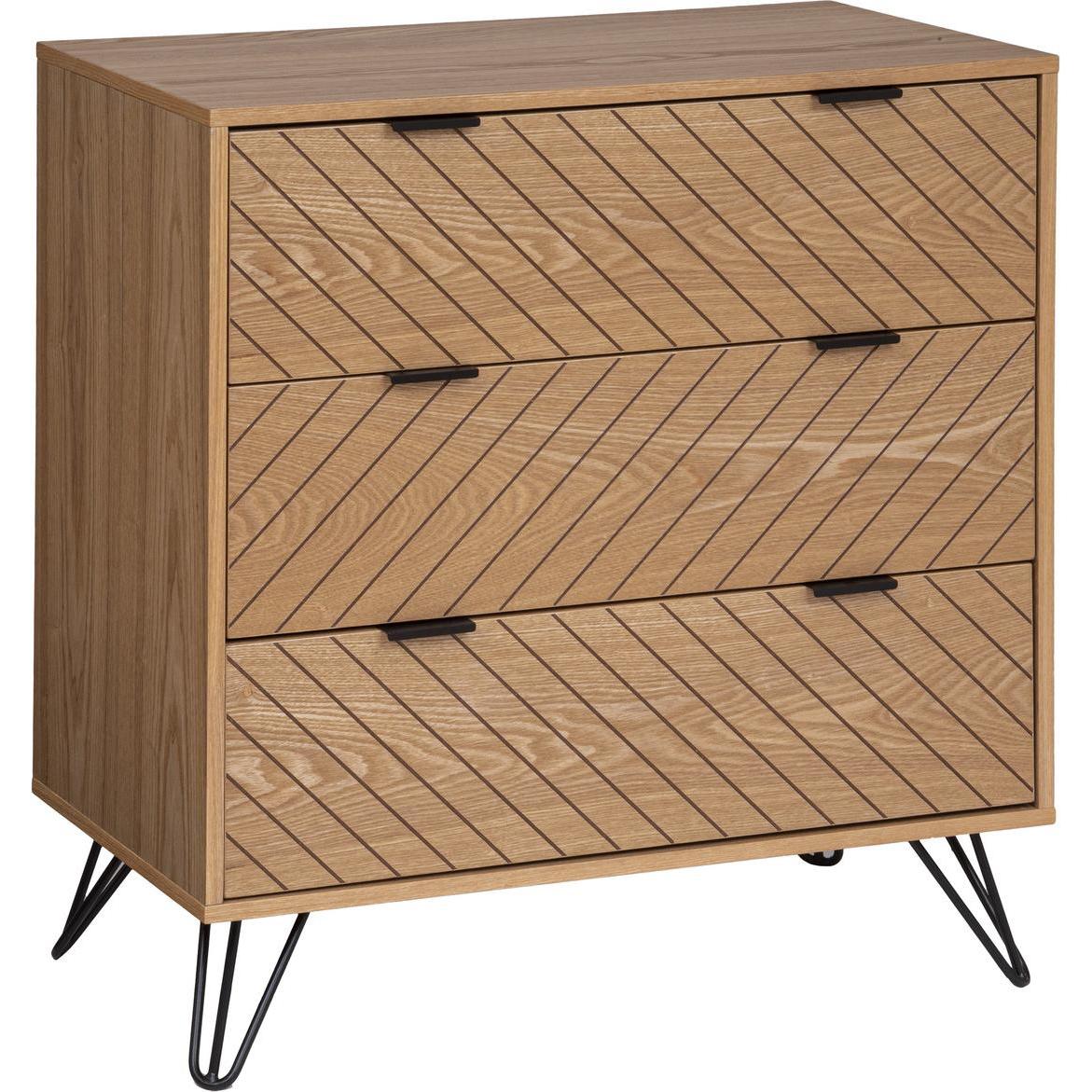 Atmosphera, Kommode + Sideboard, Naomi Kommode mit 3 Schubladen, mittelbeige (80 x 40 x 85 cm)