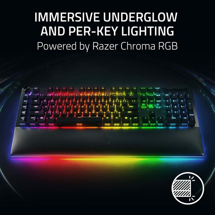 Actual product image Razer BlackWidow V4 Pro Mechanical Gaming Keyboard, Yellow Switch, US Layout, Wired, Black (Eng. Int., Cable)