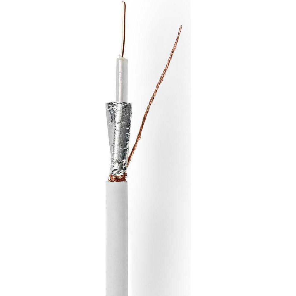 Nedis Antennenkabel auf Rolle RG59U 75 Ohm Doppelt geschirmt ECA 50.0 m Koax PVC Weiss Kartonverpac (75 dB, Antennenkabe...