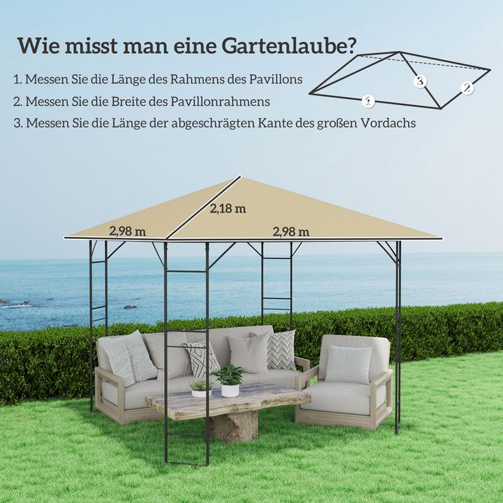 Image du produit Outsunny Pavillon Ersatzdach Oxfordstoff Beige (298 cm, 298 cm)
