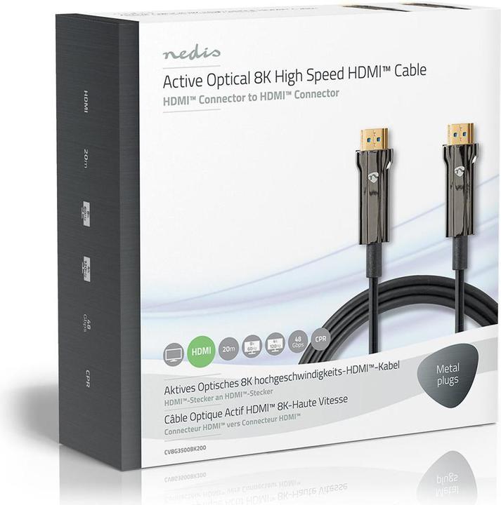 Actual product image Nedis High Speed??HDMI T Cable with Ethernet HDMIT Plug HDMIT Plug 8K@60Hz 48 Gbps 20.0 m run (20 m)