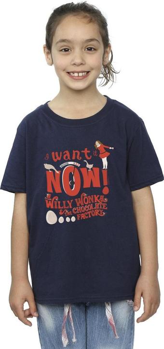 Actual product image Willy Wonka & the Chocolate Factory Girls Verruca Salt I Want It Now Cotton T-Shirt (152, 158)