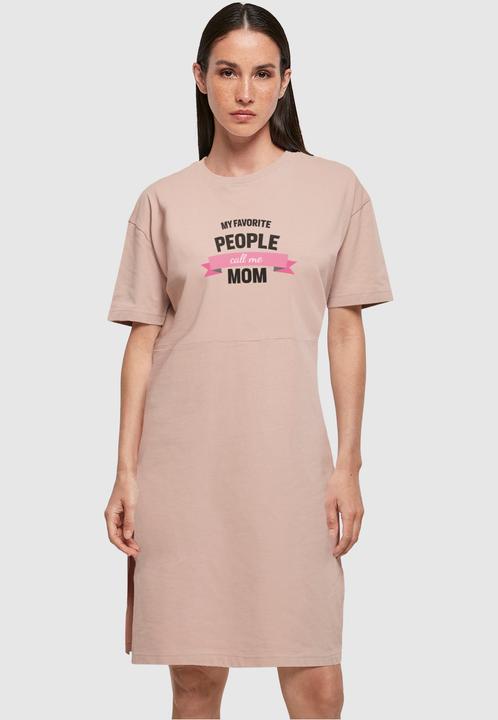 Actual product image Merchcode Ladies Mothers Day - My Favourite People Call Me Mom Organic Oversized Slit Tee Dress - 117771 (L)