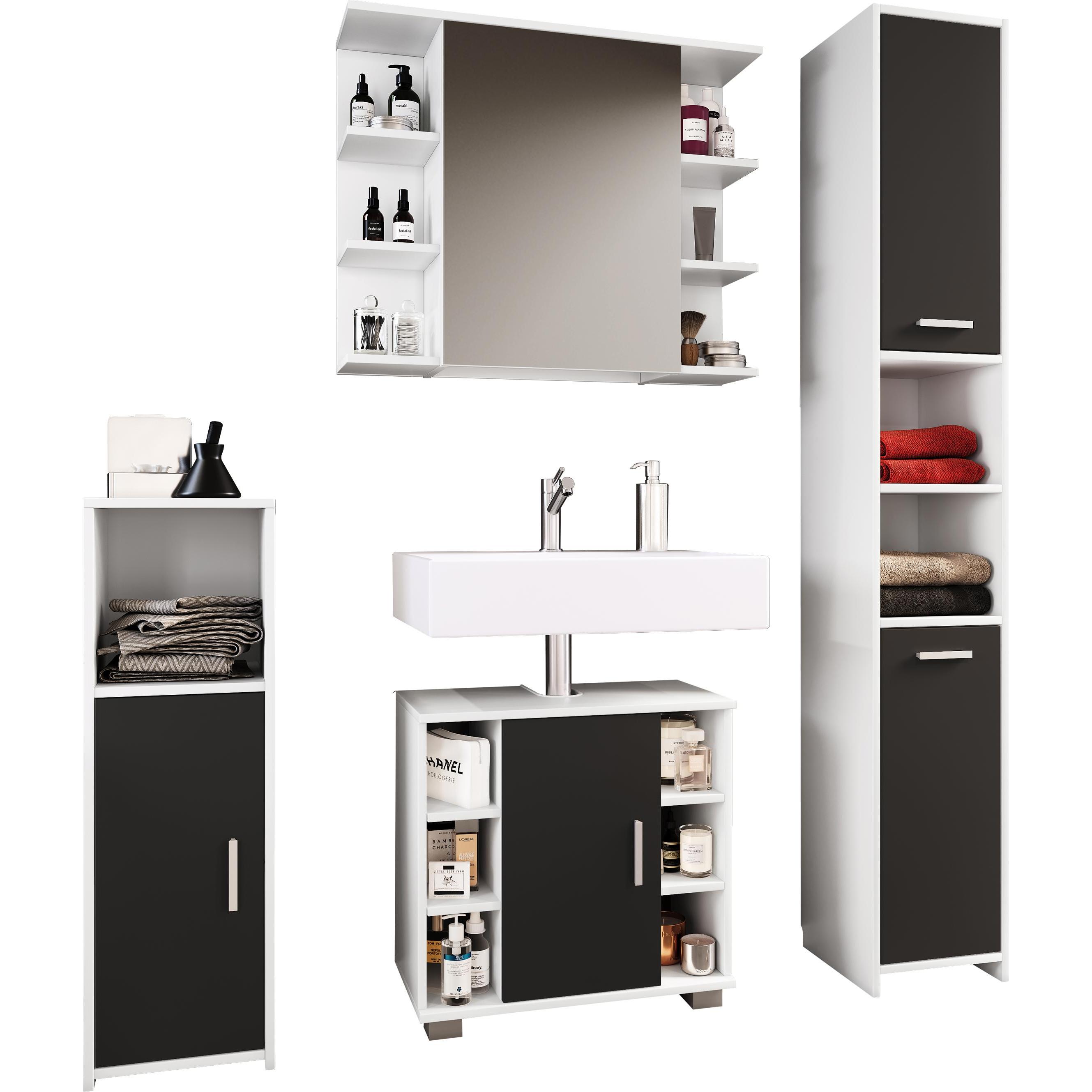 Thumbnail - VCM, Badmöbelset, 4-tlg. Badschrank Badmöbel Komplett Set "Zalo Il"