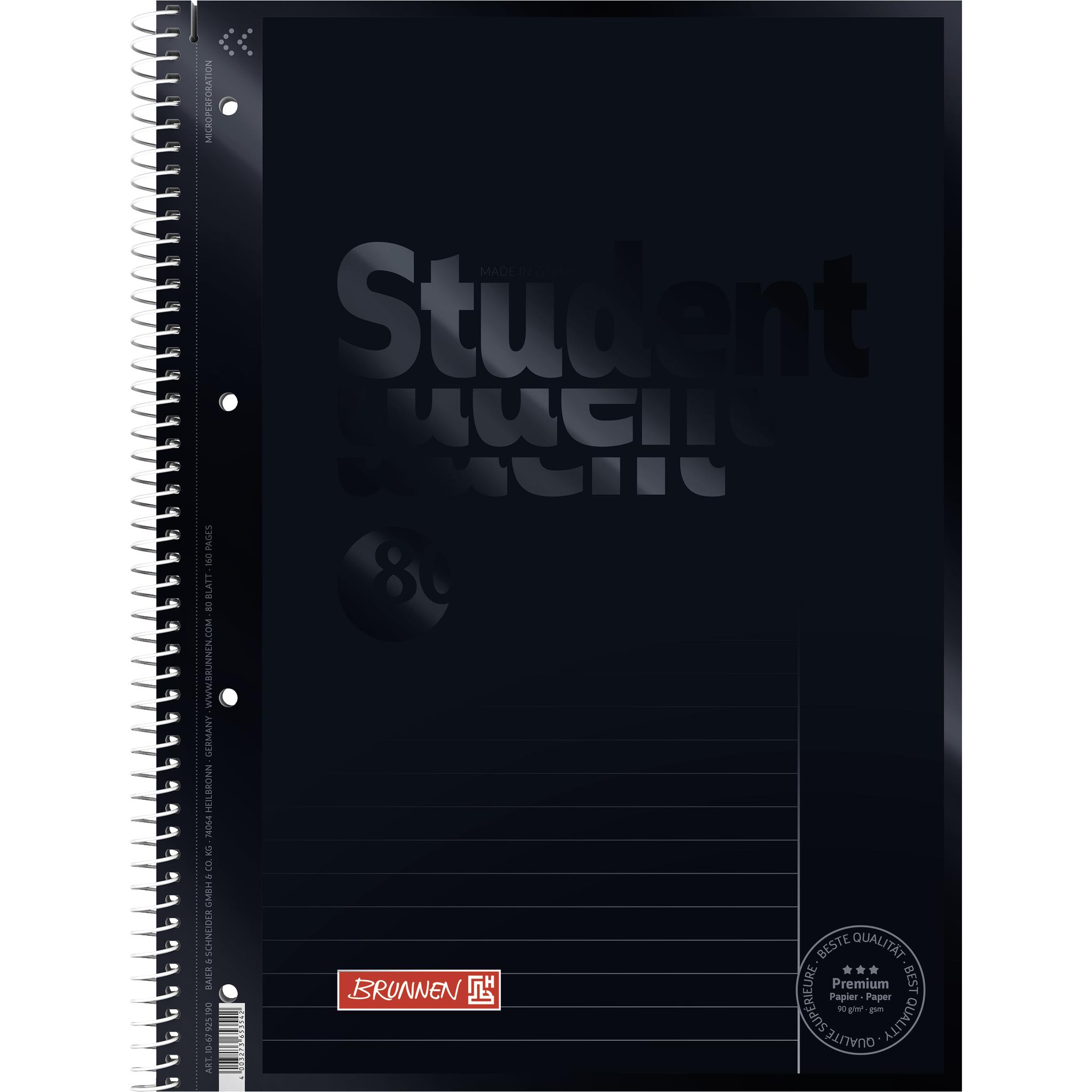Thumbnail - Brunnen, Heft + Block, Kollegblock Student Colour Code A4 90g/qm 80 Blatt onyx Lineatur 25 (A4, Liniert)