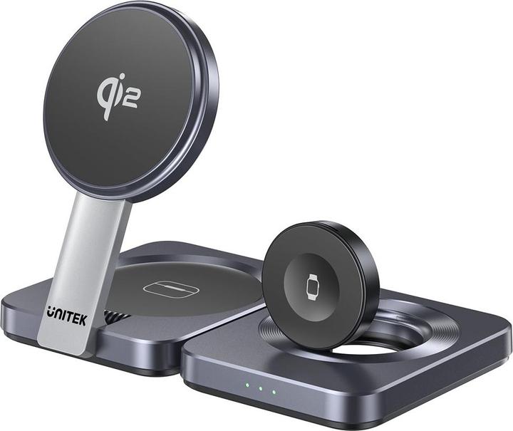 Produktbild Unitek Stacja ładująca Składana 3w1 Qi2 15w Szara (15 W)