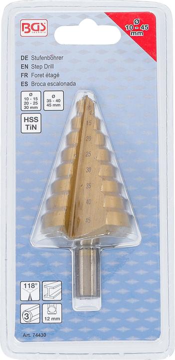 Actual product image BGS Step Drill | titanium-nitrided | Ø 10 - 45 mm (10-45 mm)