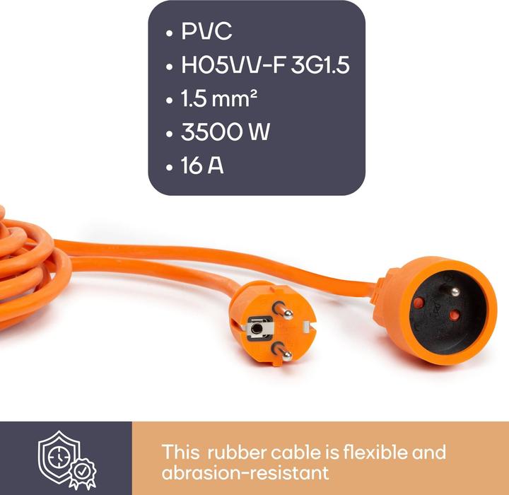 Actual product image Velleman EXTENSION CABLE - 40 m - ORANGE - FRENCH SOCKET (40 m, CEE 7/5)