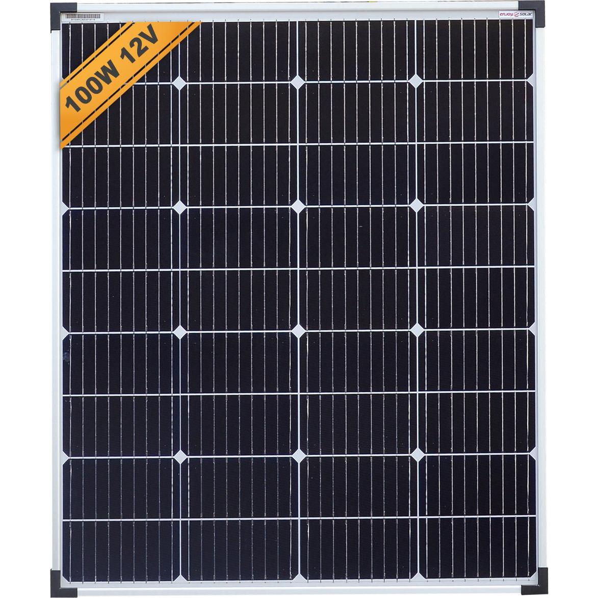 Enjoy solar, Pannello solare, Monokristallines Solarmodul 100W/12V (Quadratisch) (100 W, 6.25 kg)