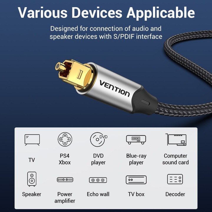 Produktbild Vention Optical Audio Cable BAVHH 2m (Black) (2 m, TOSLINK)