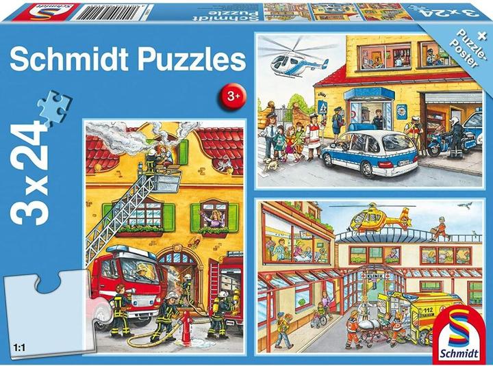Produktbild Schmidt Spiele Feuerwehr und Polizei 3x (72 Teile)