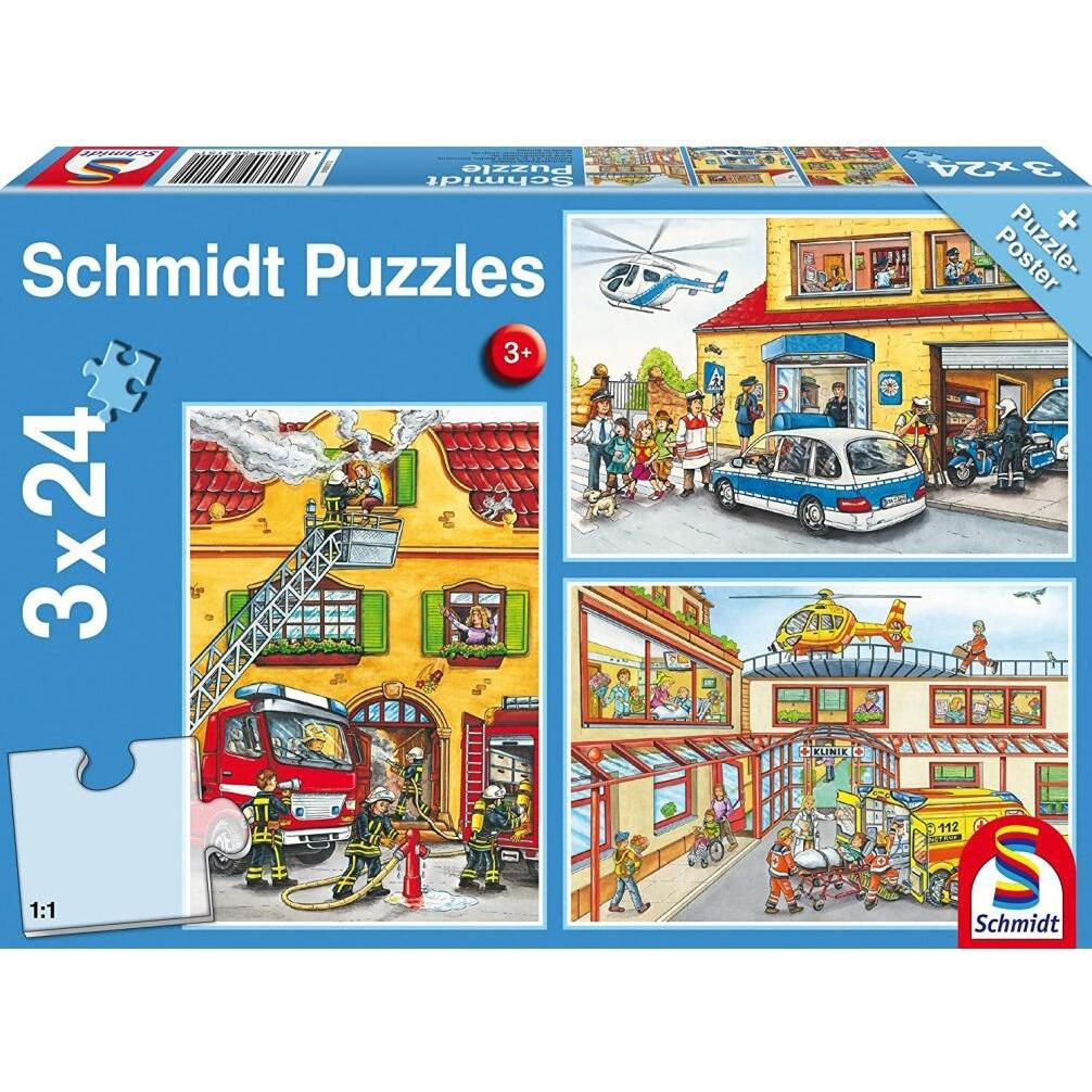 Schmidt Spiele Feuerwehr und Polizei 3x (72 Teile)