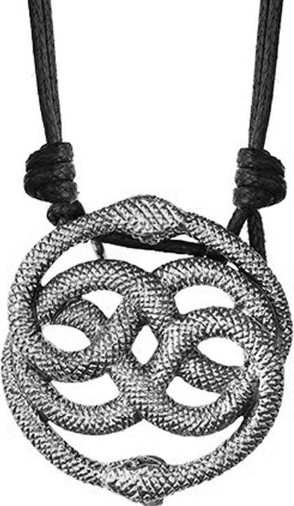 Produktbild Star Piercing Halskette schwarz Anhänger silber zwei Schlangen (Messing)