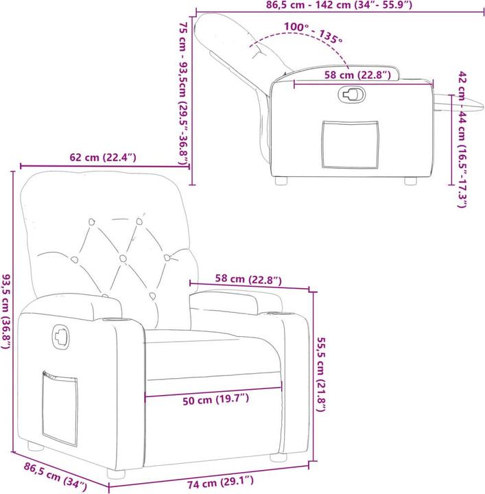 Produktbild VidaXL Relaxsessel Schwarz Kunstleder,Farbe: Schwarz,Material