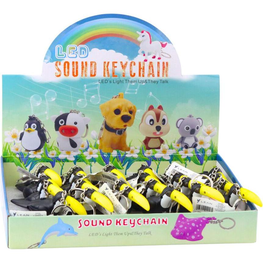 Lean Toys, Portachiavi, Tukan Rucksack Schlüsselanhänger LED Taschenlampe Sounds, Multicolore