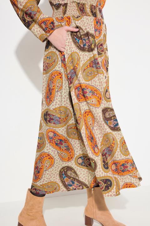 Actual product image Ulla Popken Retro Paisley Long Sleeve Maxi Dress (54)