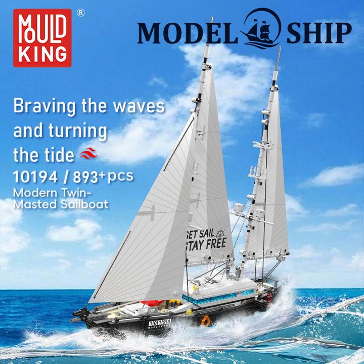Actual product image Mould King Modernes Zweimast-Segelboot
