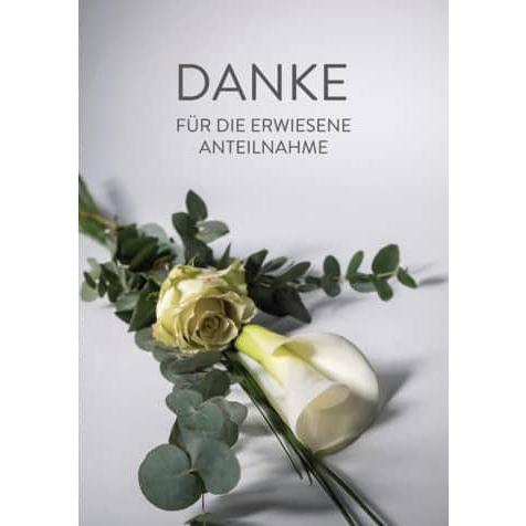 Komma³ Karte Trauer Danksagung Cala und Rose 5 Karten und Umschläge (1 Stk.) (62-018)