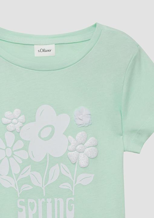 Produktbild S.Oliver T-Shirt T-Shirt mit Glitzerprint und Applikation im Loose Fit (116, 122)