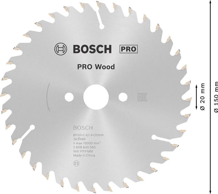 Immagine prodotto Bosch Professional Zubehör Lama circolare per legno PRO, 150 x 2,4 x 20 mm