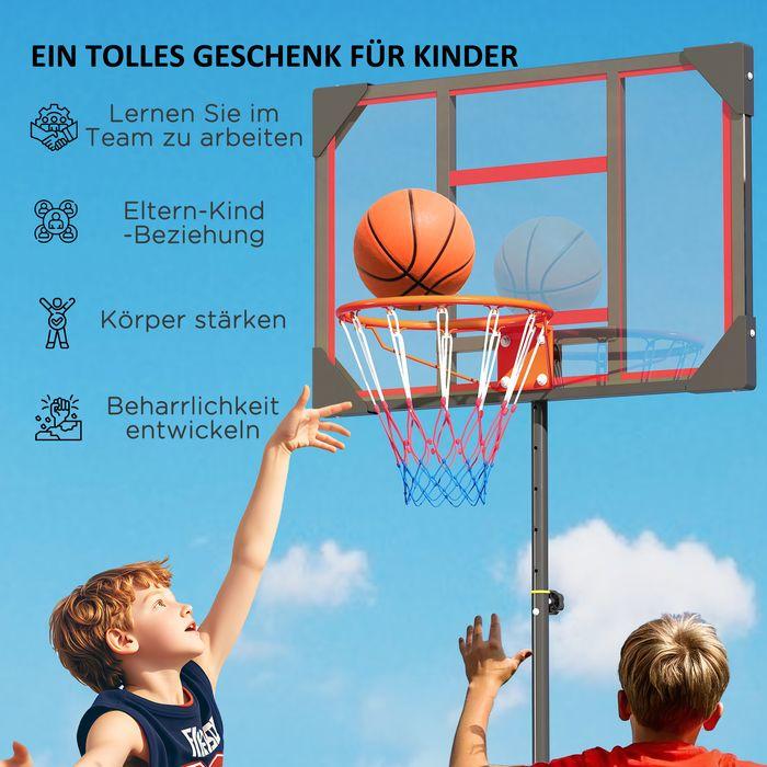 Immagine prodotto Swisshandel24 Basketballkorb für Kinder 210-260cm Höhenverstellbar Basketballständer mit Räder