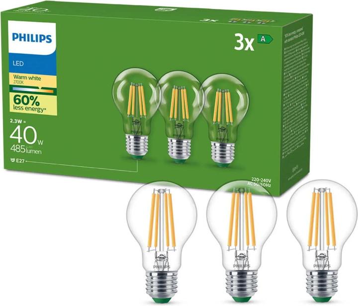 Produktbild Philips Classic LED Lampe (E27, 2.30 W, 485 lm, 3 x, A)
