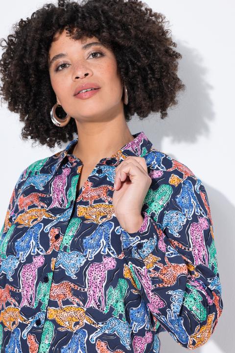 Actual product image Angel of Style Blouse, straight fit, coloured tiger pattern, long sleeves (42)