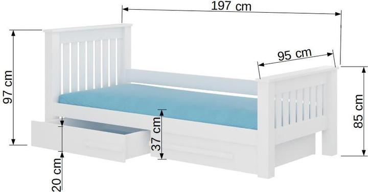 Image du produit ADRK Furniture Lit avec matelas CARMEL 180x80 (80 x 180 cm)
