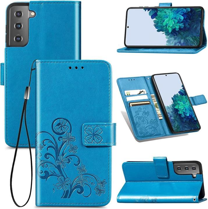 Actual product image König Design Case Mobile Protection for Samsung Galaxy S21 Case Flip Cover Pocket Cases Blue New (Samsung Galaxy S21+)