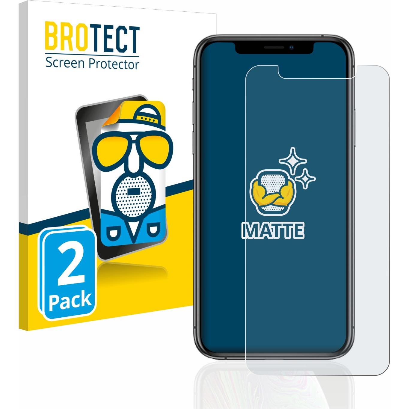 BROTECT Entspiegelungs-Schutzfolie Displayschutz Matt (2 Stück, Apple iPhone XS), Smartphone Schutzfolie, Grau