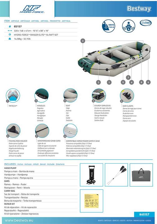Produktbild Bestway Ranger Elite X4 Raft Set 320x148x47cm (320 cm, 4 Pers.)