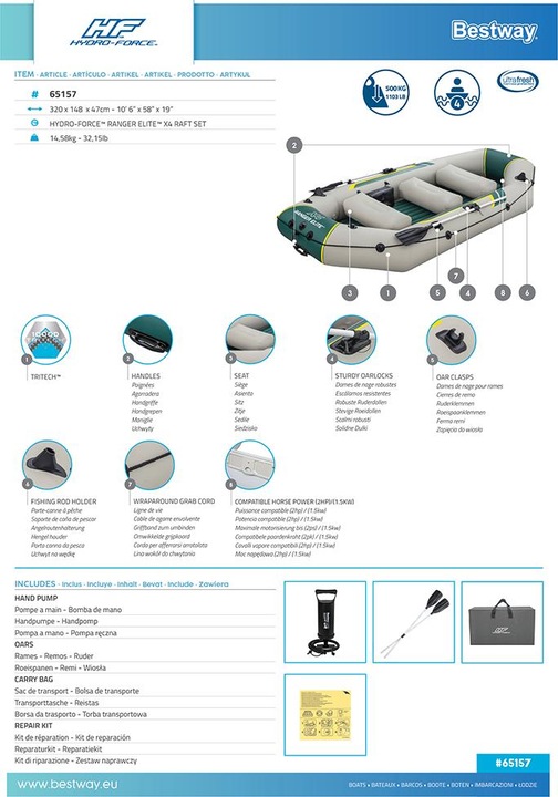 Actual product image Bestway Ranger Elite X4 Raft Set 320x148x47cm (320 cm, 4 pers.)