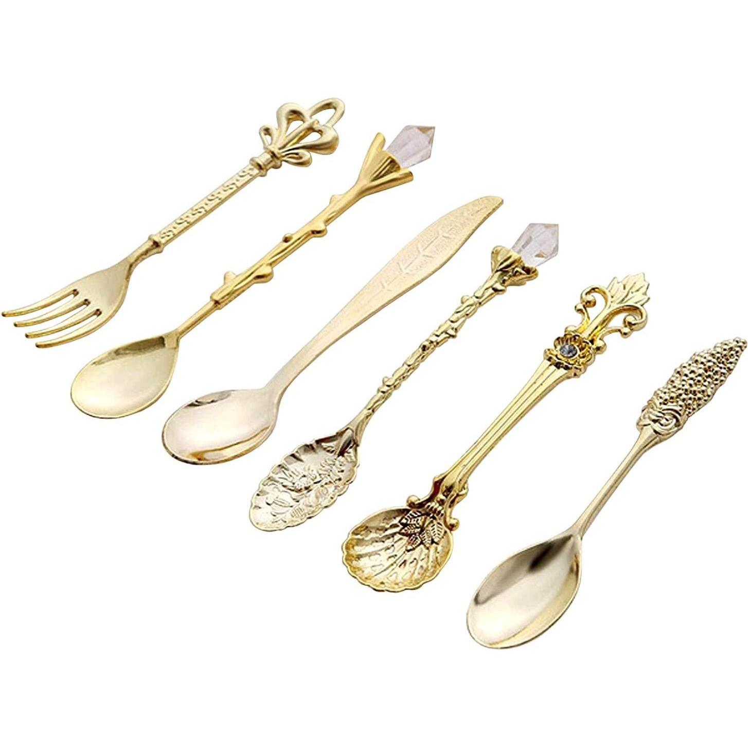 JTI Dessertlöffel und Dessertgabel, 6 Stück - Gold, Besteck, Gold