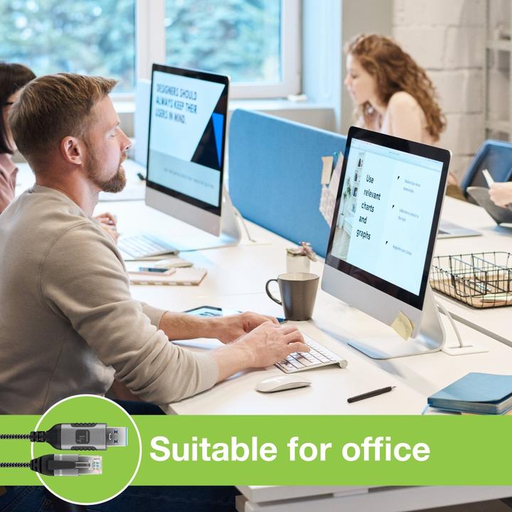 Produktbild Techly USB 3.0 Ethernet-Kabel, A/M zu RJ45/M, 7,5m 1 Gbit/s aktiv schwarz/silber Hersteller: (USB, RJ45 Gigabit Ethernet (1x))