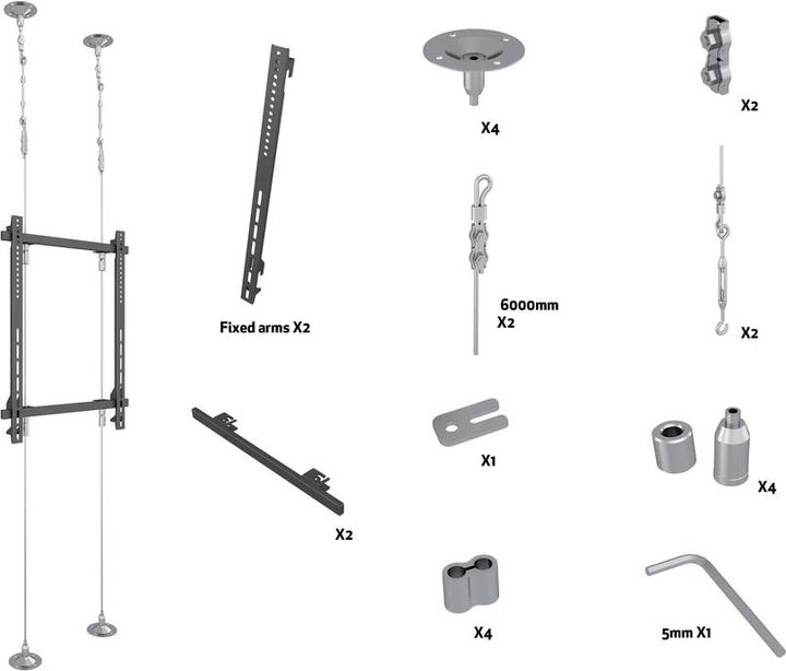 Image du produit Multibrackets Support plafond/sol, 1 x 40" - 65", VESA 100-