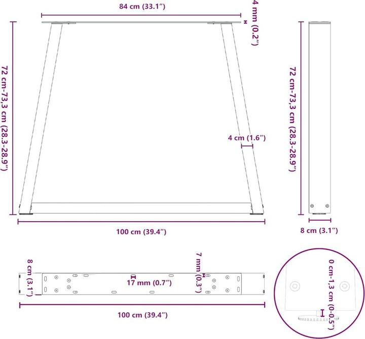 Actual product image vidaXL Esstischbein