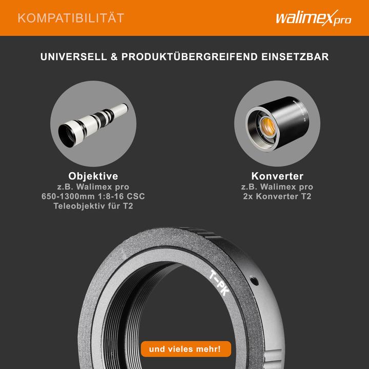 Actual product image Kipon Adapter T2 lens to Pentax K camera