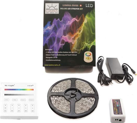 Immagine prodotto Lumina Swiss Set di strisce LED Multicolore+ (RGBW) 5m Premium Smartpanel per esterni (Bianco freddo, 500 cm, Esterno)