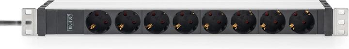 Actual product image Digitus Socket Strip with Aluminum Profile, 8-way safety socket, 2 m cable, IEC C20 plug