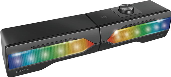 Immagine prodotto LogiLink Soundbar mobile con luce per feste, sistema audio da gioco 2 in 1 (6 W, Canale 2.0)