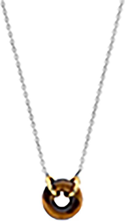 Actual product image Ti Sento Milano Necklace tiger eye coloured stone bicolour gold plated 3971TE/42 (925 Sterling silver, 48 cm)