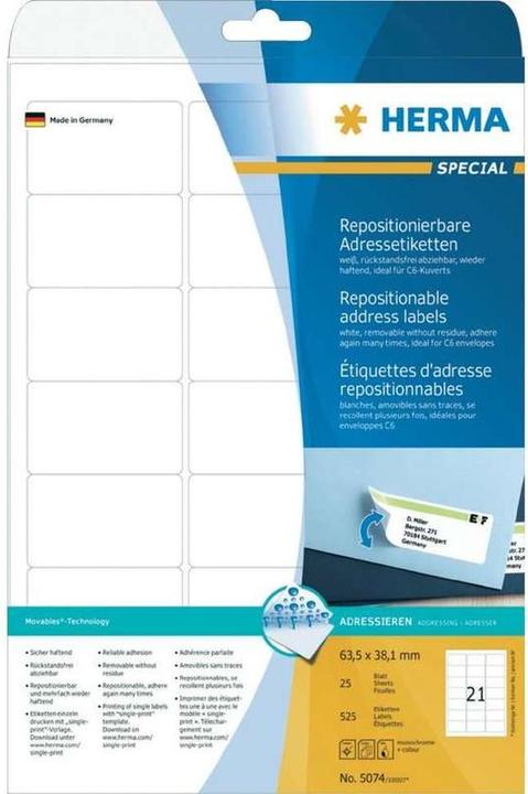 Actual product image HERMA Movables Self Adhesive