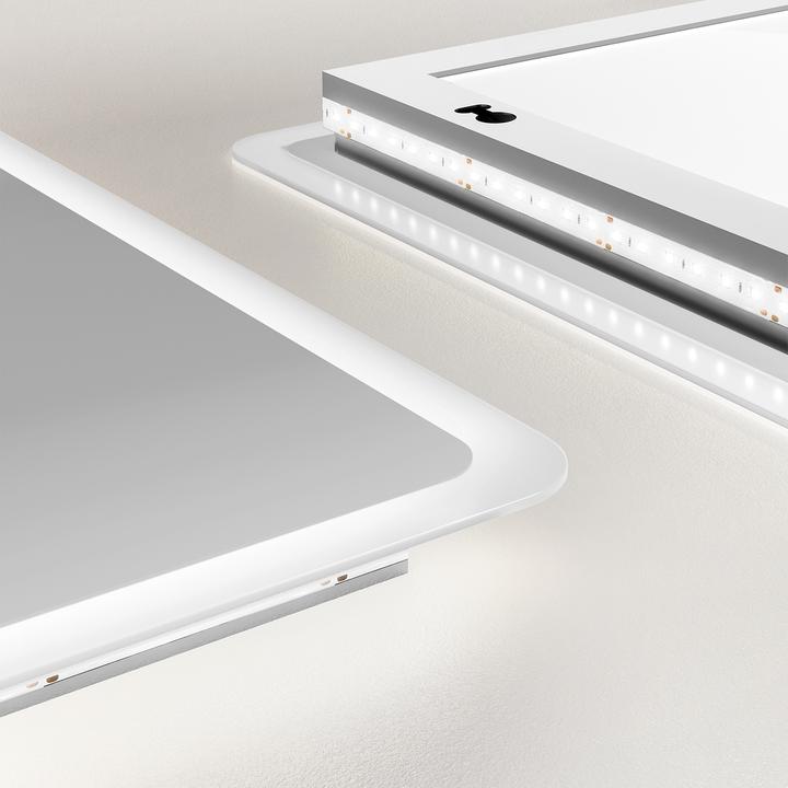 Produktbild Emke Badspiegel mit Beleuchtung 90*70cm,3X Vergrösserung, Beschlagfrei, Uhr, Kaltweiss (90 x 70 cm)