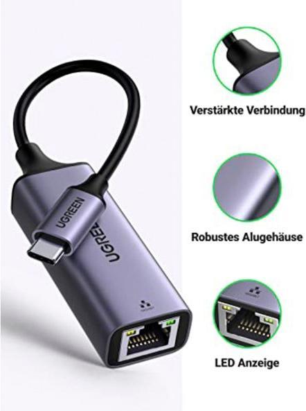 Productafbeelding Ugreen Gigabit Ethernet Adapter (USB-C 3.1 Gen 1, RJ45/LAN (1x))