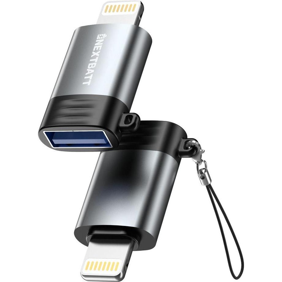 Nextbatt USB-A female to Lightning adapter - Black/Gray (USB-A, Lightning), Adattatore dispositivo mobile, Nero, Grigio