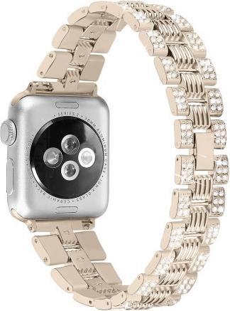 Actual product image Cover-Discount Apple Watch 42/44/45mm - stainless steel with rhinestone bracelet gold (44 mm, 45 mm, 42 mm, Stainless steel)
