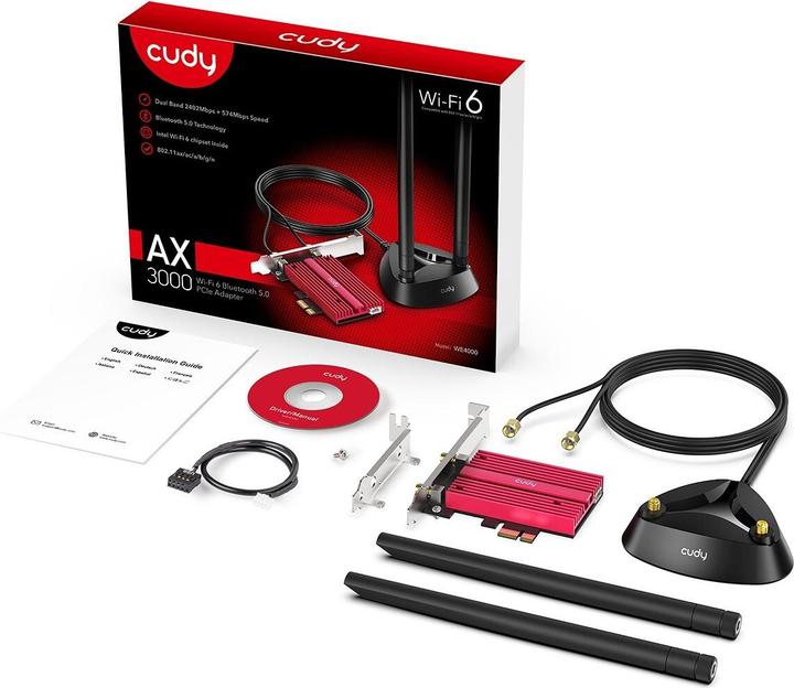 Actual product image Cudy WE4000 network card Internal WLAN / Bluetooth (Mini PCI Express)