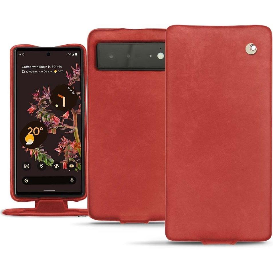 Noreve Lederschutzhülle vertikal (Google Pixel 6), Smartphone Hülle, Rot