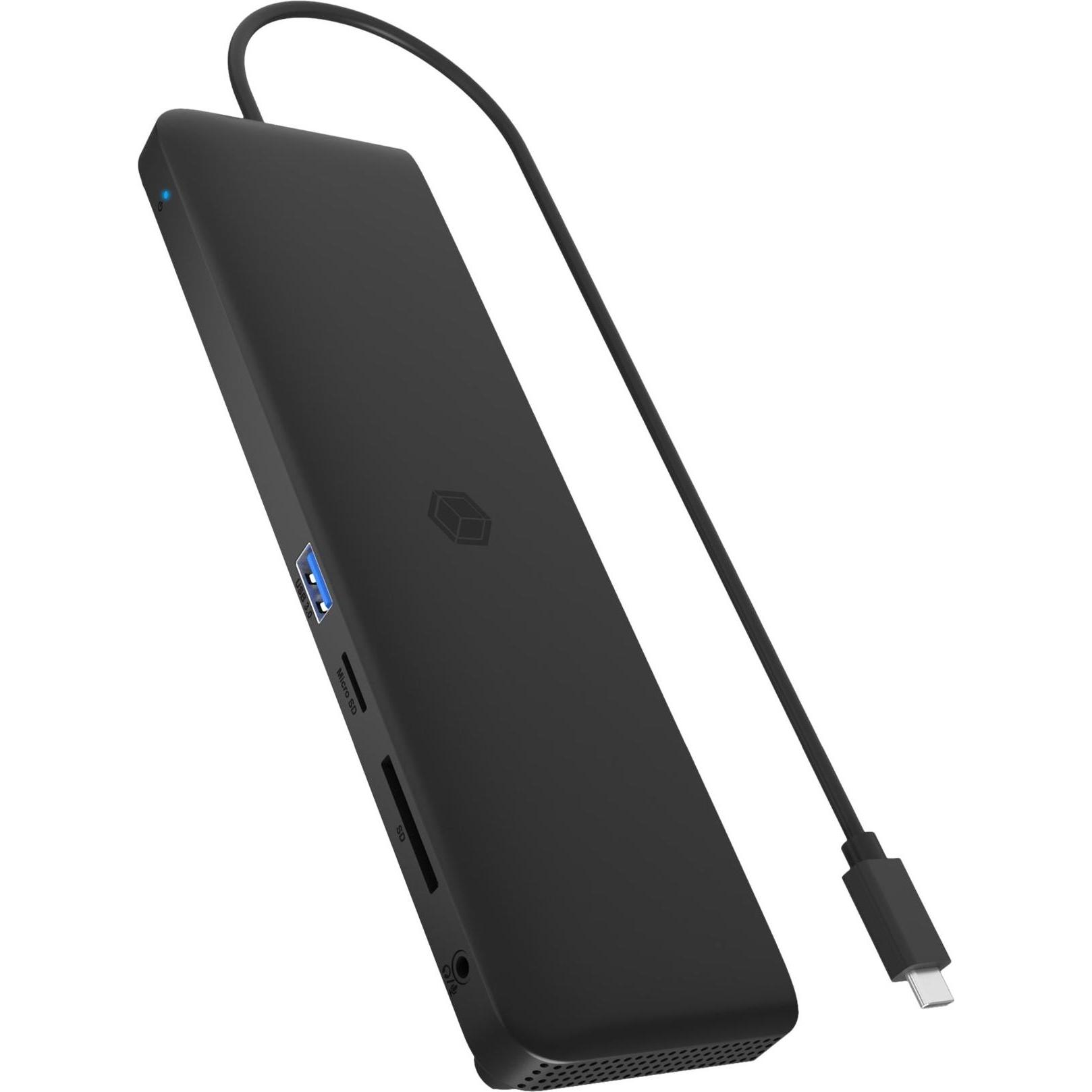 Icy Box IB-DK2116-C (USB-C, 8 Ports), Dockingstation + USB Hub, Schwarz