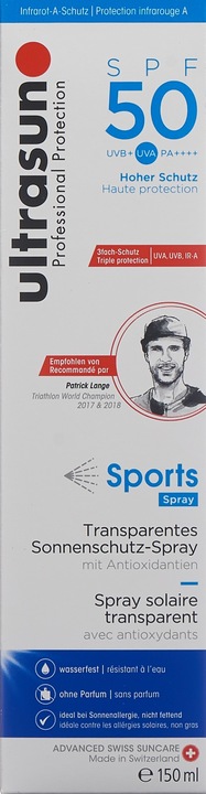 Immagine prodotto Ultrasun Spray per lo sport (Spray solare, SPF 50, 150 ml, 182 g)